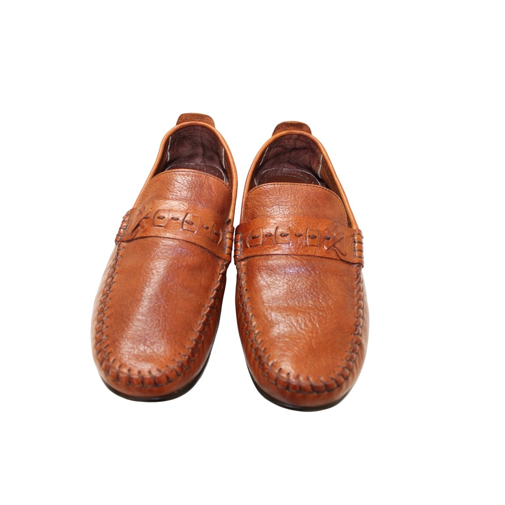 Men's Brown Leather Loafers Moc Toe Slip On Comfort Casual Dress Shoe Size 9/42